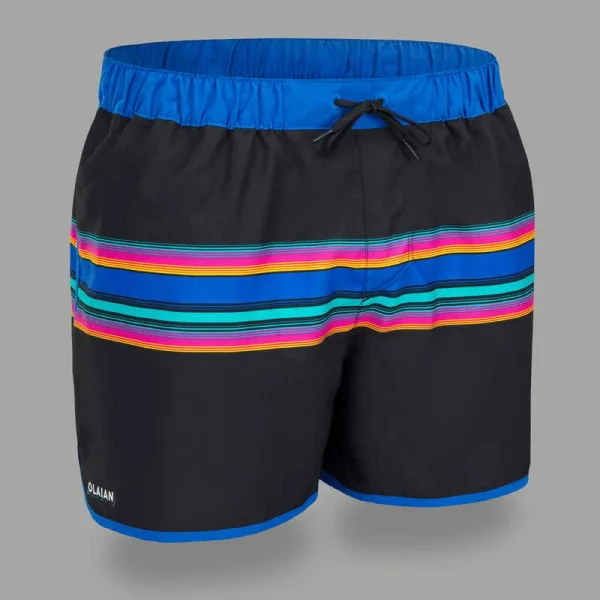 OLAIAN Boardshorts Surfen Herren Kurz 100 Flamindark Schwarz/weiß 3