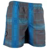 GUGGEN MOUNTAIN Style 4 Herren Badehose Kariert *Grau Blau* 5