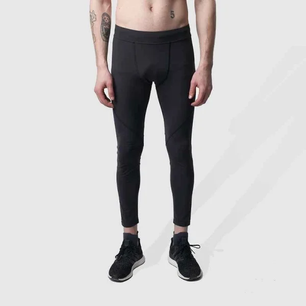 RUNAMICS Lange Lauf-Tights Herren, Enge Laufhose Lang, Schwarz 1