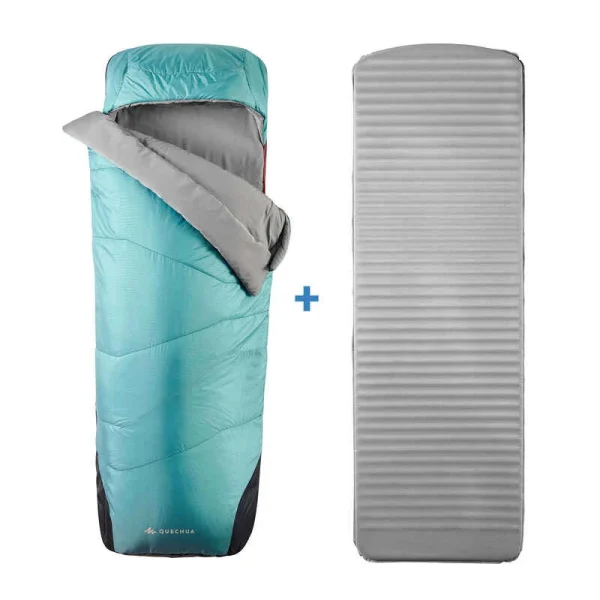 Quechua Schlafsack Mit Integrierter Matratze Sleepin Bed MH500 5 °C Grösse L Blau/grau 1